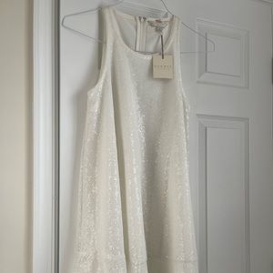 White Sequin Sparkly Shift Dress